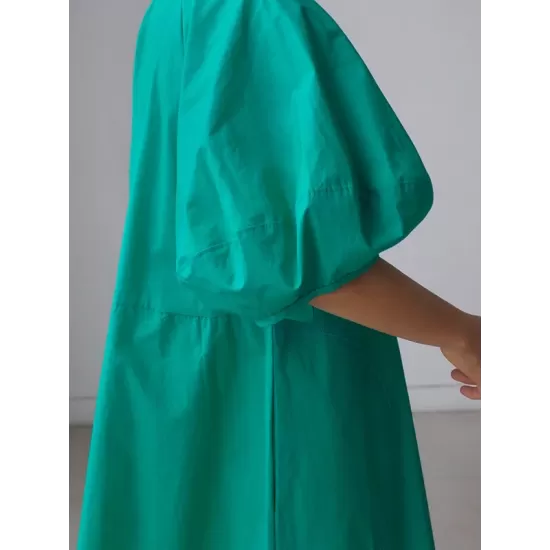 Original Bishop Sleeve Solid Color Midi Dress Original Bishop Sleeve Solid Color Midi Dress