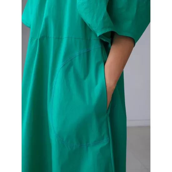 Original Bishop Sleeve Solid Color Midi Dress Original Bishop Sleeve Solid Color Midi Dress