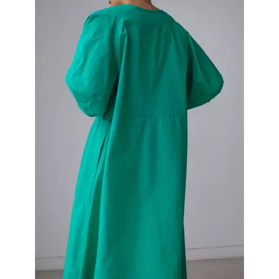 Original Bishop Sleeve Solid Color Midi Dress Original Bishop Sleeve Solid Color Midi Dress