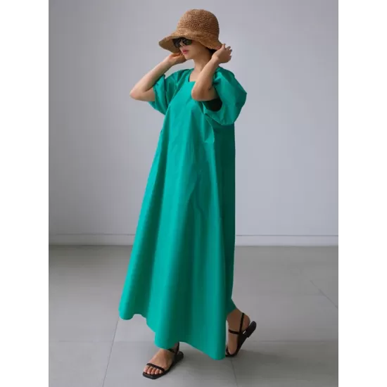 Original Bishop Sleeve Solid Color Midi Dress Original Bishop Sleeve Solid Color Midi Dress