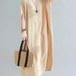 9 Colors Loose Solid Color V-Neck Maxi Dress