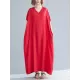 9 Colors Loose Solid Color V-Neck Maxi Dress 9 Colors Loose Solid Color V-Neck Maxi Dress