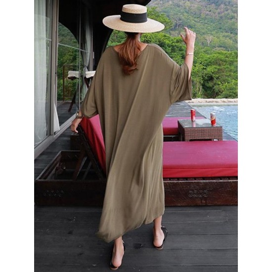 Loose Soft Batwing Sleeve Long Dress Loose Soft Batwing Sleeve Long Dress