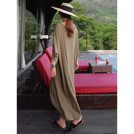 Loose Soft Batwing Sleeve Long Dress Loose Soft Batwing Sleeve Long Dress