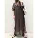 Vintage Gray Lapel Long Sleeves Maxi Dress Vintage Gray Lapel Long Sleeves Maxi Dress