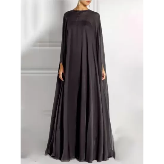Simple Two Pieces Inner Slip Dress+See Through Outer Cape Maxi Dress Simple Two Pieces Inner Slip Dress+See Through Outer Cape Maxi Dress