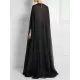 Simple Two Pieces Inner Slip Dress+See Through Outer Cape Maxi Dress Simple Two Pieces Inner Slip Dress+See Through Outer Cape Maxi Dress