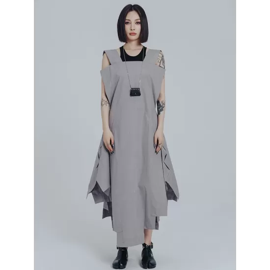 Casual Loose Sleeveless Irregular Gray Maxi Dress Casual Loose Sleeveless Irregular Gray Maxi Dress