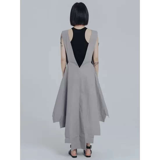 Casual Loose Sleeveless Irregular Gray Maxi Dress Casual Loose Sleeveless Irregular Gray Maxi Dress