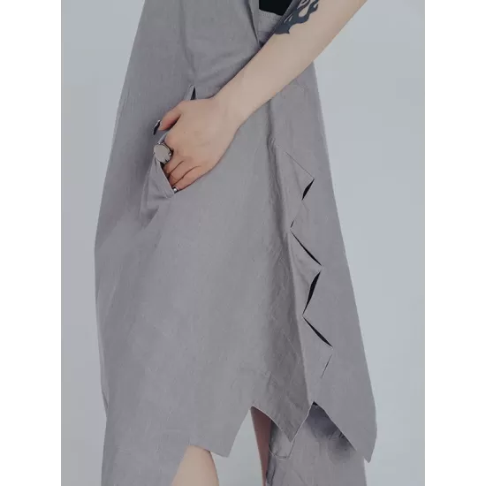 Casual Loose Sleeveless Irregular Gray Maxi Dress Casual Loose Sleeveless Irregular Gray Maxi Dress