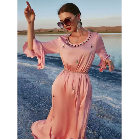 Vacation A-Line Solid Color Midi Dress Vacation A-Line Solid Color Midi Dress