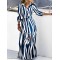 Buttoned Tied Waist Zebra Printed High Waisted Long Sleeves V-neck Shirt Dress Maxi Dresses