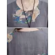 Casual Loose Pleated Flower Printed Round-Neck Long Sleeves Maxi Dress Casual Loose Pleated Flower Printed Round-Neck Long Sleeves Maxi Dress