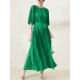Loose Pleated With Waistband Solid Color Round-Neck Maxi Dresses Loose Pleated With Waistband Solid Color Round-Neck Maxi Dresses