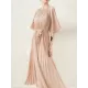 Loose Pleated With Waistband Solid Color Round-Neck Maxi Dresses Loose Pleated With Waistband Solid Color Round-Neck Maxi Dresses