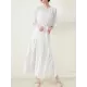 Loose Pleated With Waistband Solid Color Round-Neck Maxi Dresses Loose Pleated With Waistband Solid Color Round-Neck Maxi Dresses
