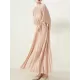 Loose Pleated With Waistband Solid Color Round-Neck Maxi Dresses Loose Pleated With Waistband Solid Color Round-Neck Maxi Dresses