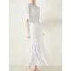 Loose Pleated With Waistband Solid Color Round-Neck Maxi Dresses Loose Pleated With Waistband Solid Color Round-Neck Maxi Dresses
