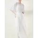 Loose Pleated With Waistband Solid Color Round-Neck Maxi Dresses Loose Pleated With Waistband Solid Color Round-Neck Maxi Dresses