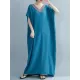 Casual Artistic Retro Striped V-Neck Short Sleeves Maxi Dress Casual Artistic Retro Striped V-Neck Short Sleeves Maxi Dress
