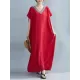 Casual Artistic Retro Striped V-Neck Short Sleeves Maxi Dress Casual Artistic Retro Striped V-Neck Short Sleeves Maxi Dress