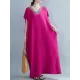 Casual Artistic Retro Striped V-Neck Short Sleeves Maxi Dress Casual Artistic Retro Striped V-Neck Short Sleeves Maxi Dress