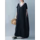 Casual Artistic Retro Striped V-Neck Short Sleeves Maxi Dress Casual Artistic Retro Striped V-Neck Short Sleeves Maxi Dress