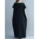 Casual Artistic Retro Striped V-Neck Short Sleeves Maxi Dress Casual Artistic Retro Striped V-Neck Short Sleeves Maxi Dress