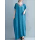 Casual Artistic Retro Striped V-Neck Short Sleeves Maxi Dress Casual Artistic Retro Striped V-Neck Short Sleeves Maxi Dress