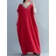 Casual Artistic Retro Striped V-Neck Short Sleeves Maxi Dress Casual Artistic Retro Striped V-Neck Short Sleeves Maxi Dress