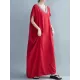 Casual Artistic Retro Striped V-Neck Short Sleeves Maxi Dress Casual Artistic Retro Striped V-Neck Short Sleeves Maxi Dress