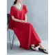 Casual Artistic Retro Striped V-Neck Short Sleeves Maxi Dress Casual Artistic Retro Striped V-Neck Short Sleeves Maxi Dress