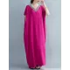 Casual Artistic Retro Striped V-Neck Short Sleeves Maxi Dress Casual Artistic Retro Striped V-Neck Short Sleeves Maxi Dress