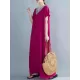 Casual Artistic Retro Striped V-Neck Short Sleeves Maxi Dress Casual Artistic Retro Striped V-Neck Short Sleeves Maxi Dress
