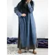 Loose Button Split-side Jeans Long Dress Loose Button Split-side Jeans Long Dress