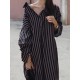 Loose Striped Lapel Split-joint Blouse Dress Loose Striped Lapel Split-joint Blouse Dress