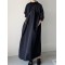 Simple Solid Color Stand Collar Loose Half Sleeve Shirt Dress