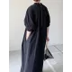 Simple Solid Color Stand Collar Loose Half Sleeve Shirt Dress Simple Solid Color Stand Collar Loose Half Sleeve Shirt Dress
