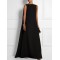 Loose Simple Solid Color Sleeveless V-Back Maxi Dress