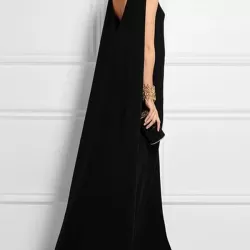 Loose Simple Solid Color Sleeveless V-Back Maxi Dress