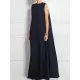 Loose Simple Solid Color Sleeveless V-Back Maxi Dress Loose Simple Solid Color Sleeveless V-Back Maxi Dress