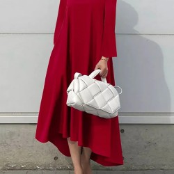 Casual Long Sleeves High-Low Solid Color Maxi Dresses