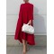 Casual Long Sleeves High-Low Solid Color Maxi Dresses