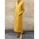 Long Sleeves Loose Solid Color Split-Side Stand Collar Midi Dresses Long Sleeves Loose Solid Color Split-Side Stand Collar Midi Dresses