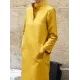 Long Sleeves Loose Solid Color Split-Side Stand Collar Midi Dresses Long Sleeves Loose Solid Color Split-Side Stand Collar Midi Dresses