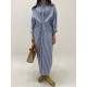 Buttoned Contrast Color Pockets Striped Long Sleeves Loose Lapel Shirt Dress Midi Dresses Buttoned Contrast Color Pockets Striped Long Sleeves Loose Lapel Shirt Dress Midi Dresses
