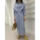 Buttoned Contrast Color Pockets Striped Long Sleeves Loose Lapel Shirt Dress Midi Dresses Buttoned Contrast Color Pockets Striped Long Sleeves Loose Lapel Shirt Dress Midi Dresses