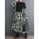 Buttoned Printed Split-Joint Long Sleeves Loose Lapel Midi Dresses Buttoned Printed Split-Joint Long Sleeves Loose Lapel Midi Dresses