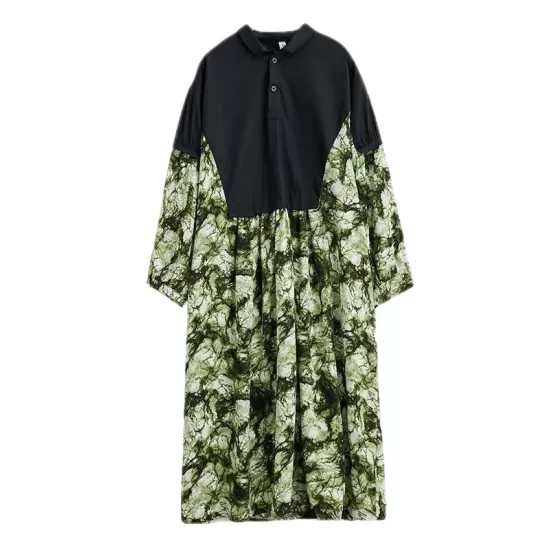 Buttoned Printed Split-Joint Long Sleeves Loose Lapel Midi Dresses Buttoned Printed Split-Joint Long Sleeves Loose Lapel Midi Dresses