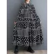 Buttoned Polka-Dot Printed Split-Joint Long Sleeves Loose Midi Dresses Buttoned Polka-Dot Printed Split-Joint Long Sleeves Loose Midi Dresses